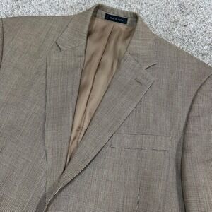 Lauren Ralph Lauren Blazer Sport Coat 42R Tan Brown Silk Wool Houndstooth